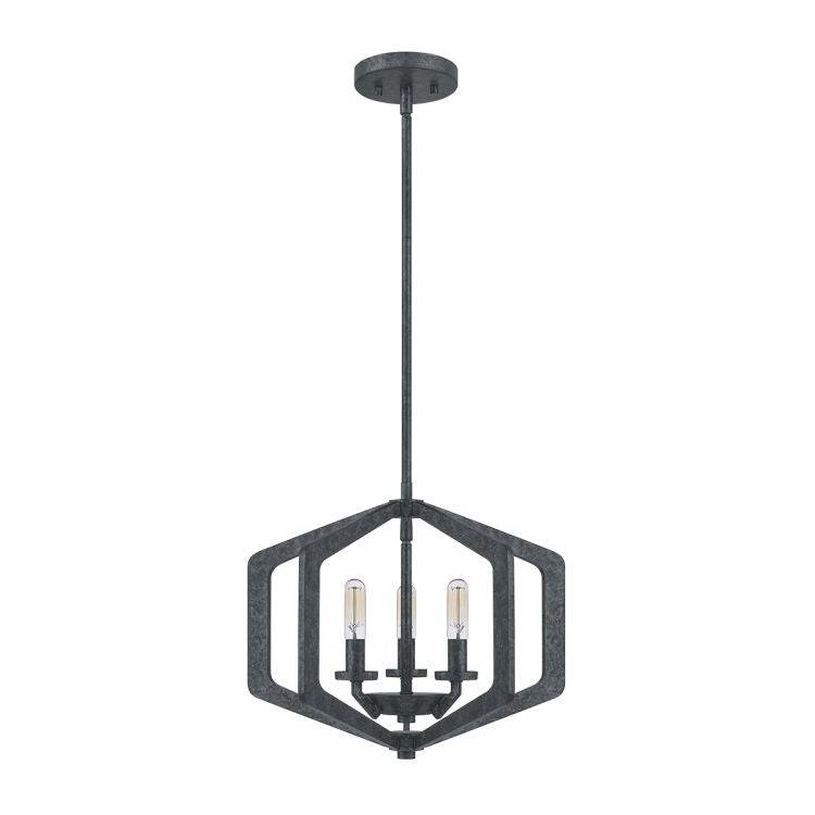 Vanguard 3 Light Pendant Old Black - Comet Lighting