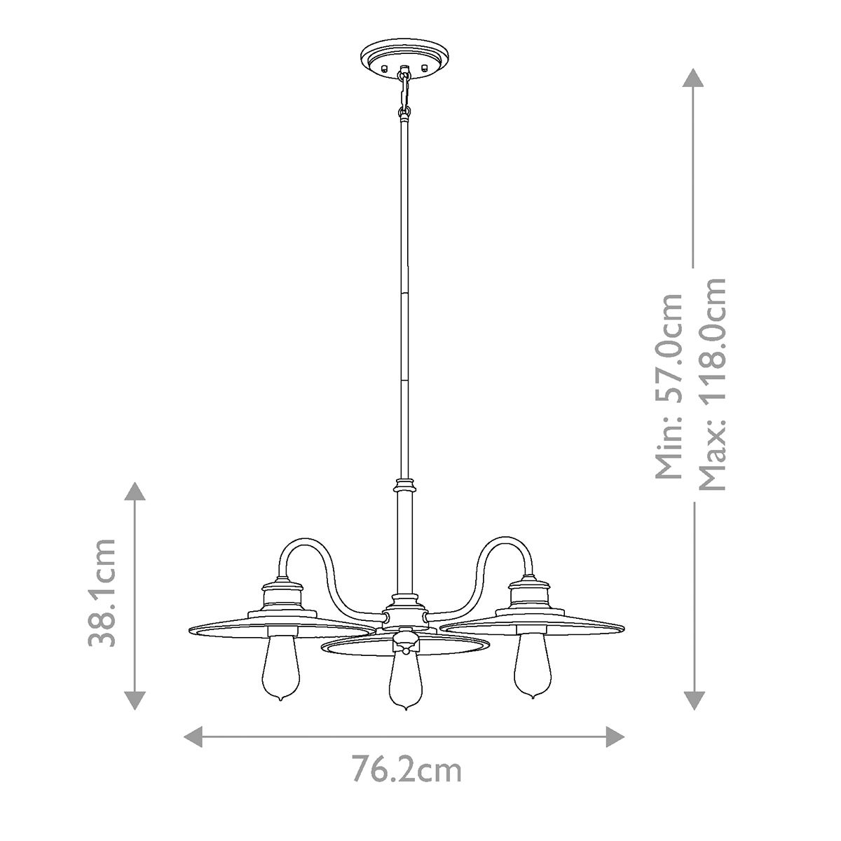 Admiral 3 Light Chandelier - Comet Lighting