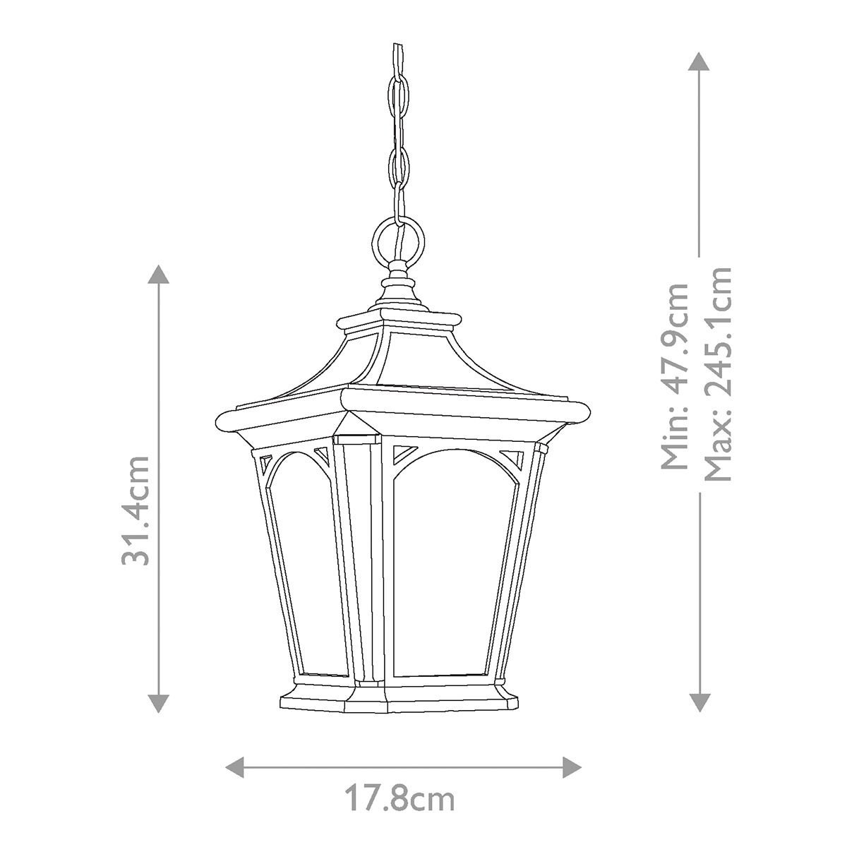 Bedford 1 Light Small Chain Lantern - Comet Lighting