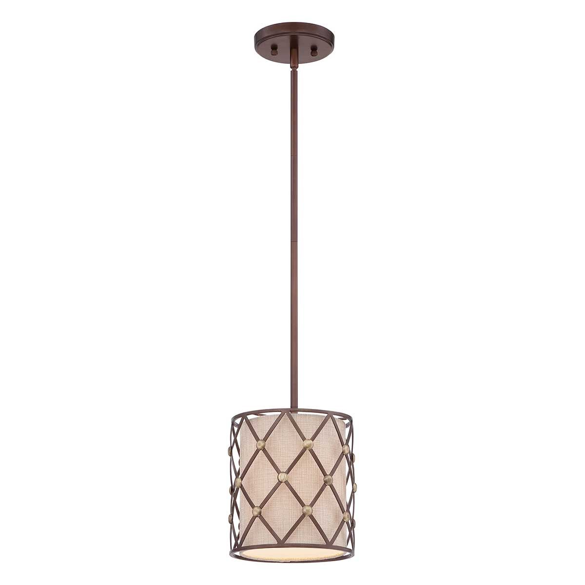 Brown Lattice 1 Light Mini Pendant - Comet Lighting