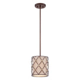 Brown Lattice 1 Light Mini Pendant - Comet Lighting