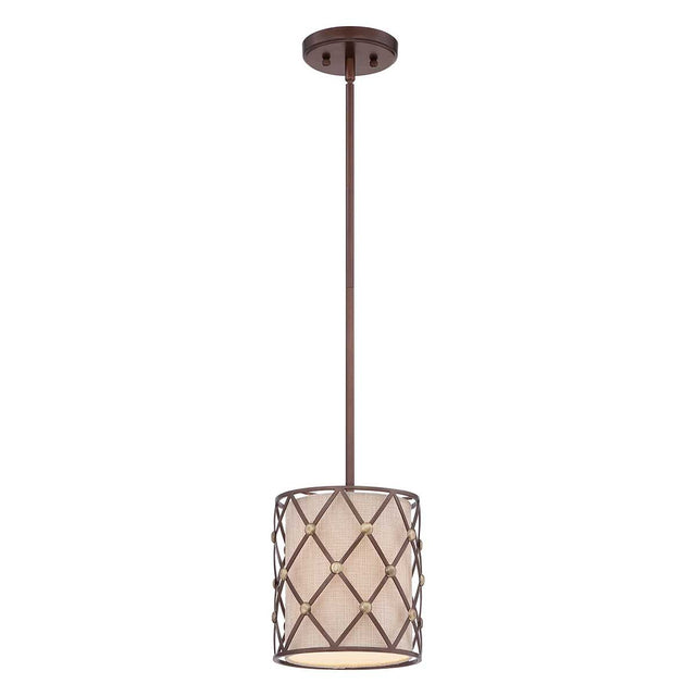 Brown Lattice 1 Light Mini Pendant - Comet Lighting