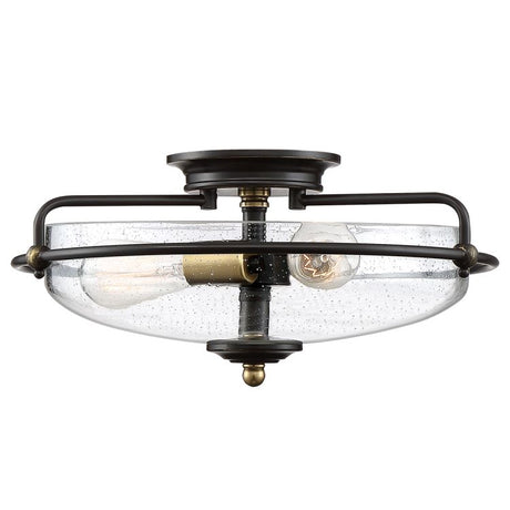 Griffin 3 Light Flush Mount Palladian Bronze with Weathered Brass Accents