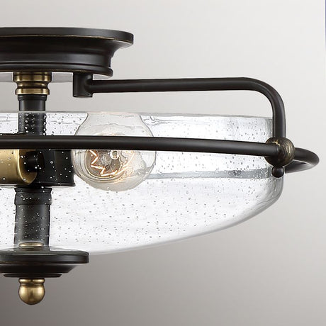 Griffin 3 Light Flush Mount Palladian Bronze with Weathered Brass Accents
