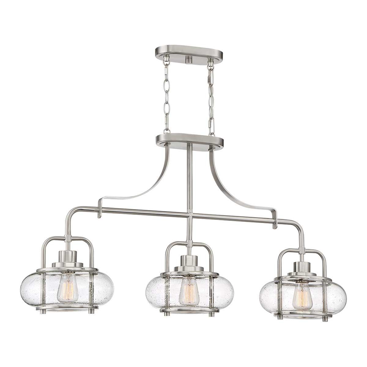 Trilogy 3 Light Island Pendant - Brushed Nickel - Comet Lighting