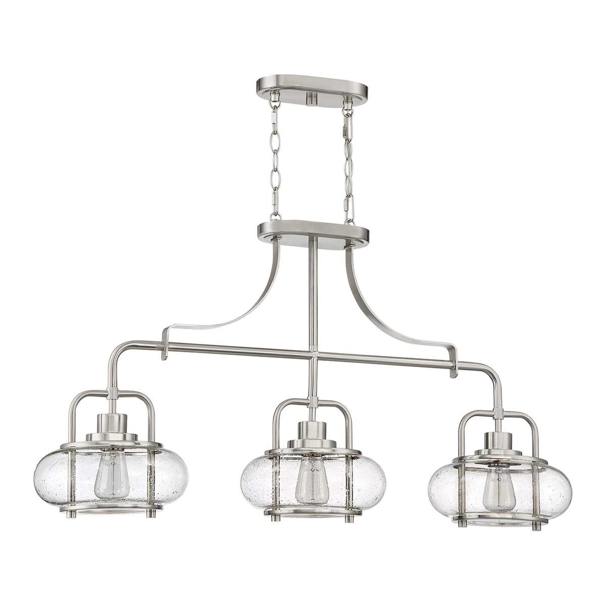 Trilogy 3 Light Island Pendant - Brushed Nickel - Comet Lighting