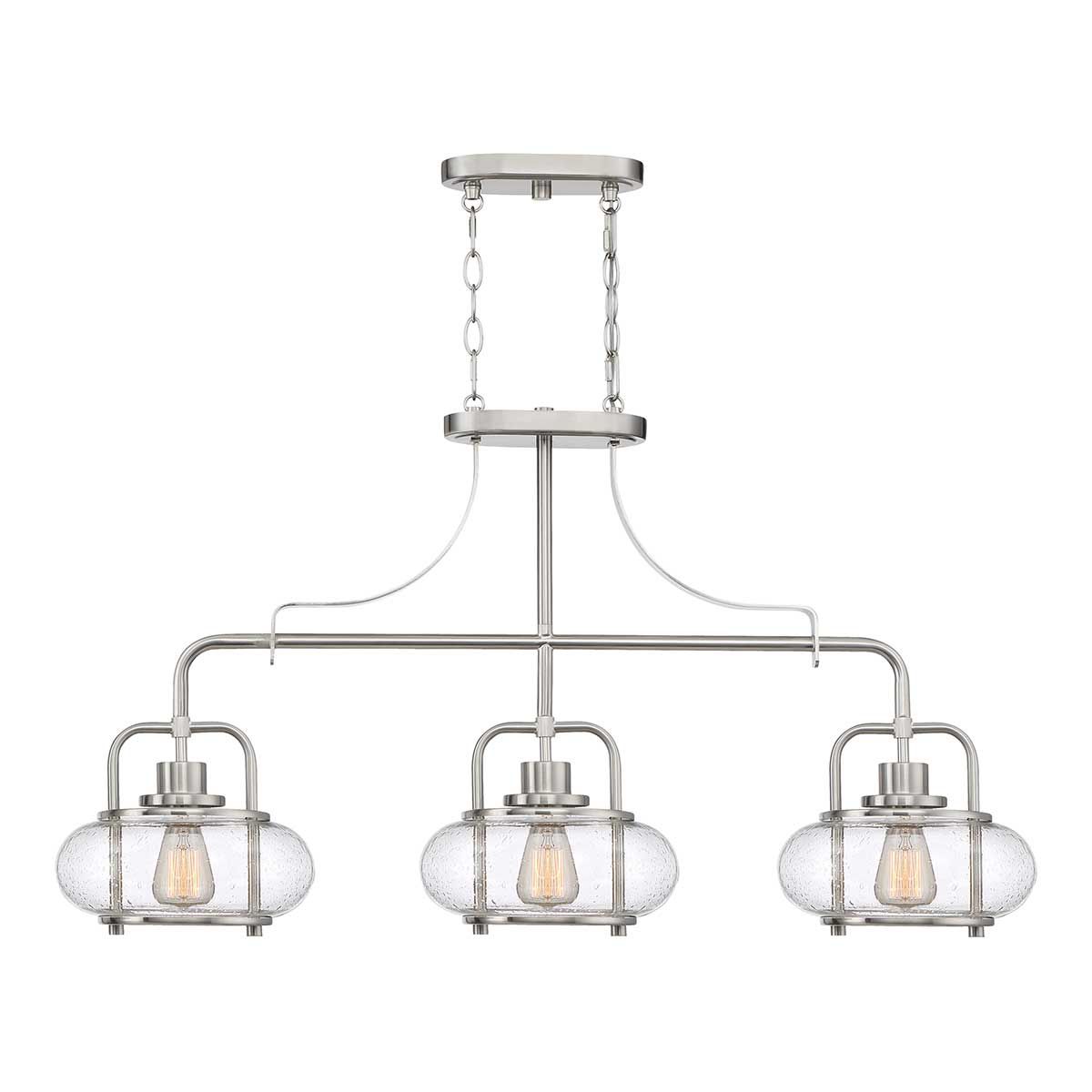 Trilogy 3 Light Island Pendant - Brushed Nickel - Comet Lighting