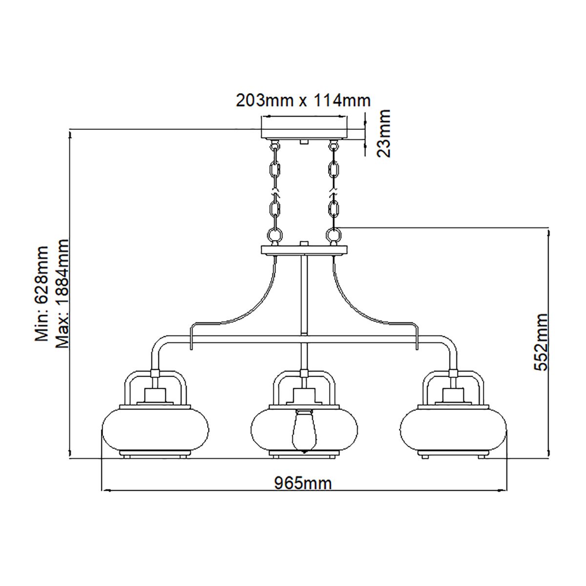Trilogy 3 Light Island Pendant - Brushed Nickel - Comet Lighting