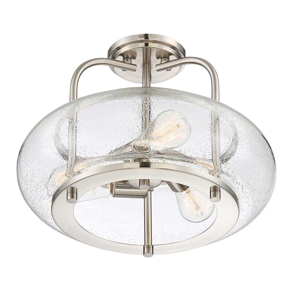 Trilogy 3 Light Semi-Flush Mount - Brushed Nickel - Comet Lighting