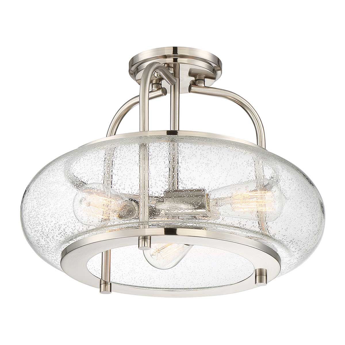 Trilogy 3 Light Semi-Flush Mount - Brushed Nickel - Comet Lighting