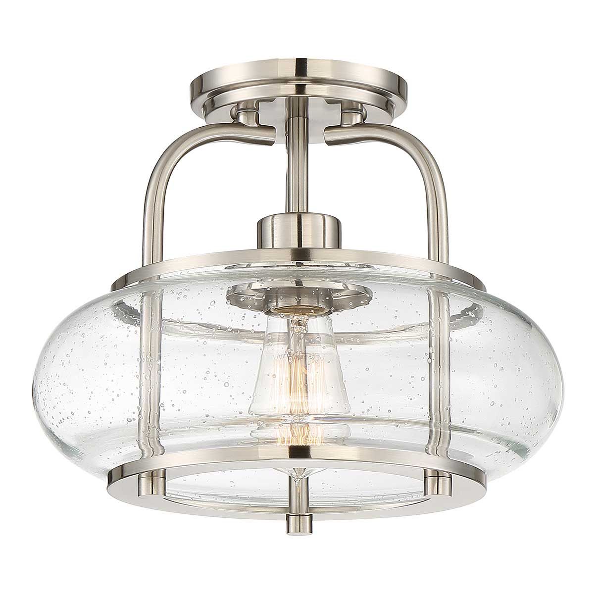 Trilogy 1 Light Semi-Flush Mount - Brushed Nickel - Comet Lighting