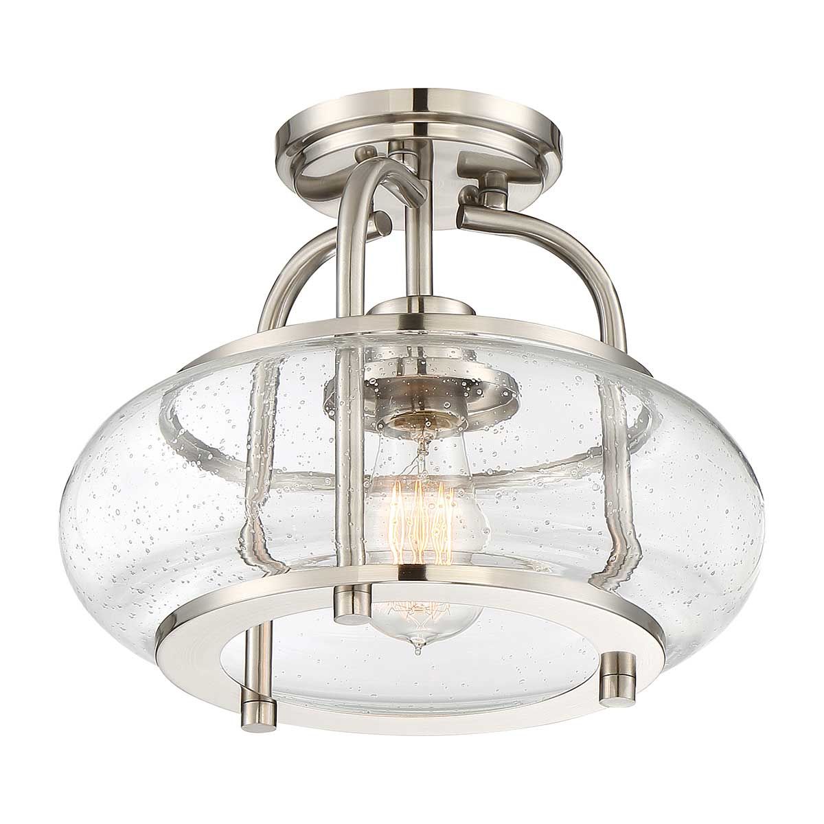 Trilogy 1 Light Semi-Flush Mount - Brushed Nickel - Comet Lighting
