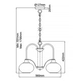 Trilogy 3 Light Chandelier - Old Bronze - Comet Lighting