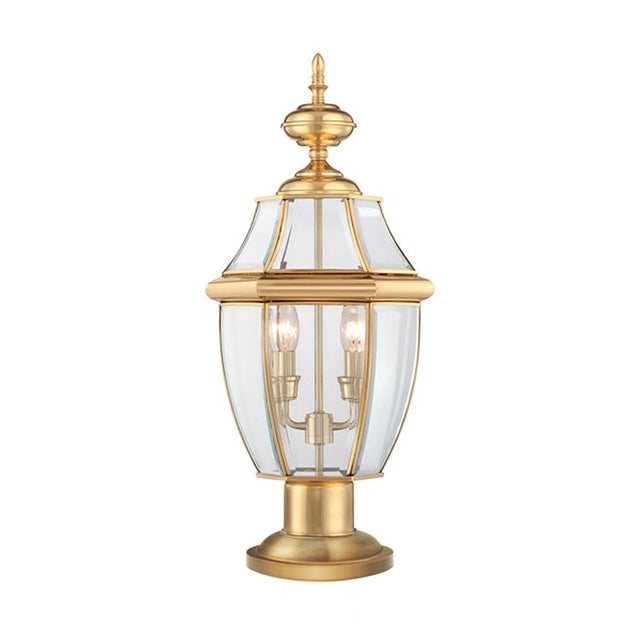 Newbury Outdoor Pedestal Lantern Brass