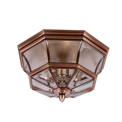 Newbury 3-Light Outdoor Flush Ceiling Light - Aged Brass