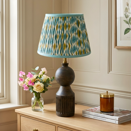 AARTIN 35 CM Blue & Green Ikat Cotton Lampshade - Straight Empire ( Shade Only )