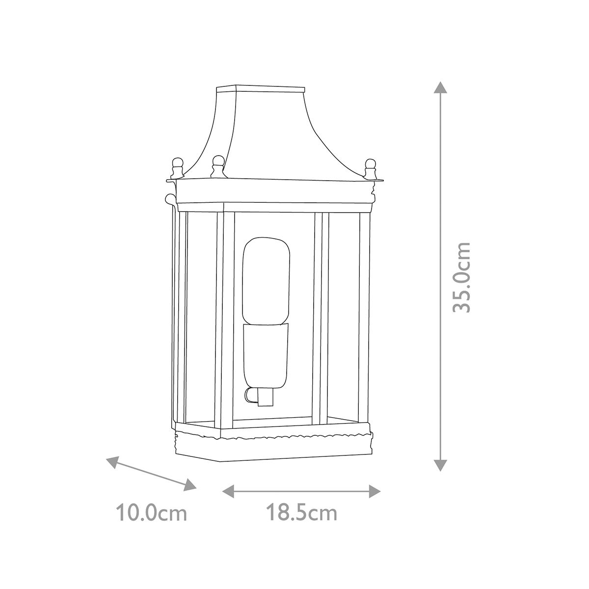 Regents Park 1 Light Wall Lantern - Brass - Comet Lighting
