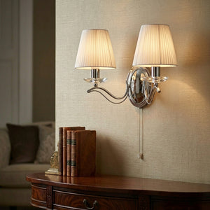 Searchlight Andretti Chrome Wall Light White Shades
