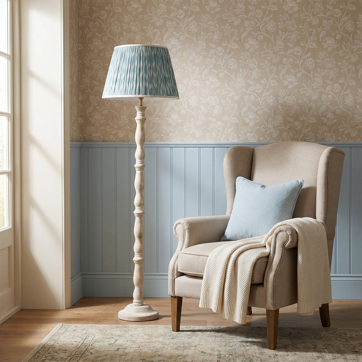 Bluish grey ikat Lampshade
