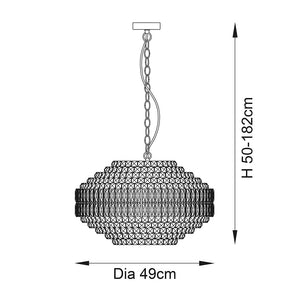 Ubangi 5Lt Pendant Ceiling Light Bright Nickel w/ Clear Crystal Glass - Comet Lighting