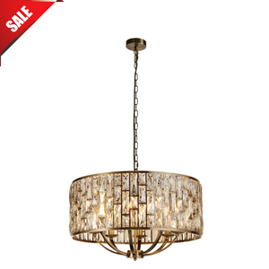 Bijou 8Lt Pendant - Antique Brass Metal & Champagne Glass