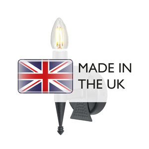 Saxon 1 Light Wall Light - Black - Comet Lighting