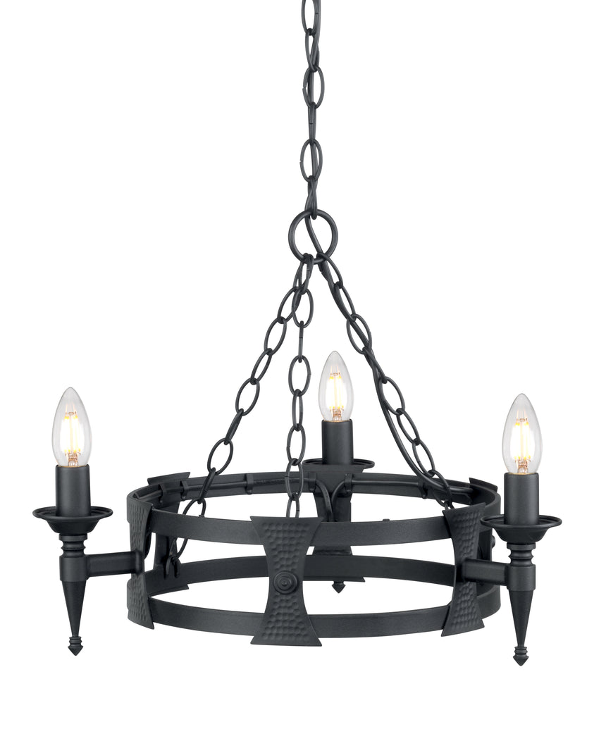 Saxon 3-Light Chandelier Black/Silver