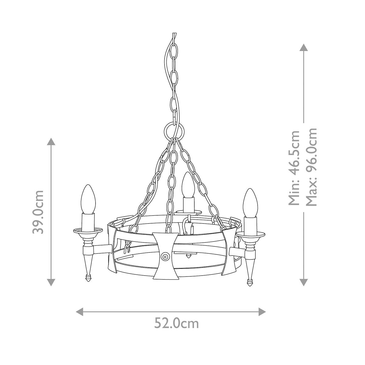 Saxon 3-Light Chandelier Black - Comet Lighting