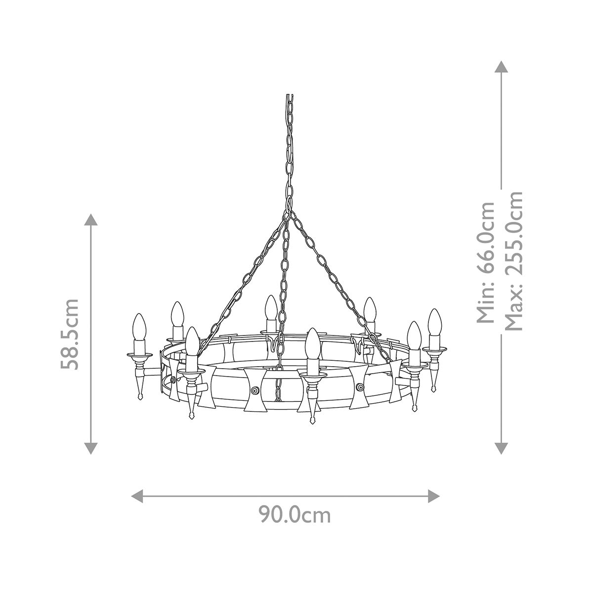 Saxon 8-Light Chandelier Black/Silver - Comet Lighting