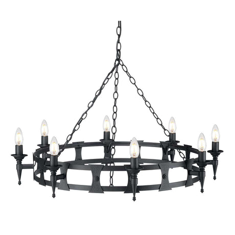 Saxon 8-Light Chandelier Black - Comet Lighting