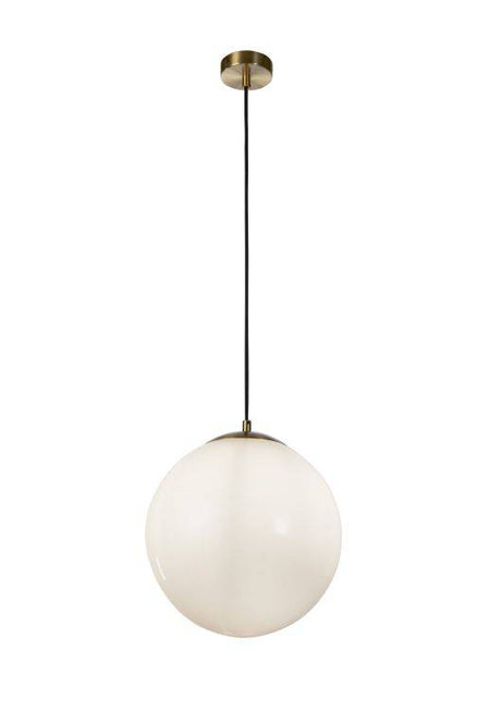 Atom II Pendant - Satin Brass & Opal Glass 25cm - Comet Lighting