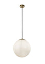 Atom II Pendant - Satin Brass & Opal Glass 25cm - Comet Lighting