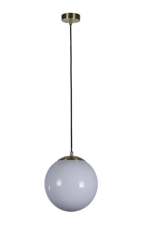 Atom II Pendant - Satin Brass & Opal Glass 30cm - Comet Lighting