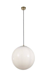 Atom II Pendant - Satin Brass & Opal Glass 40cm - Comet Lighting