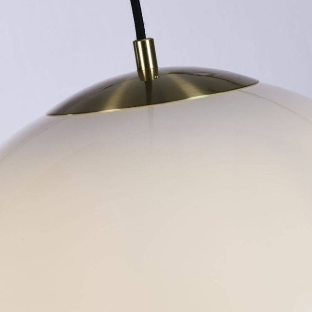 Atom II Pendant - Satin Brass & Opal Glass 40cm - Comet Lighting