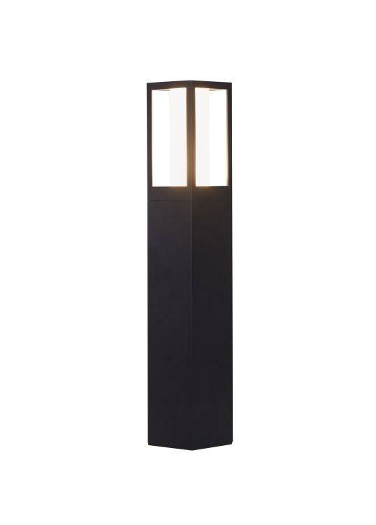 Avenue Outdoor Post - Black Metal & Matt White Polycarbonate 450mm - Comet Lighting