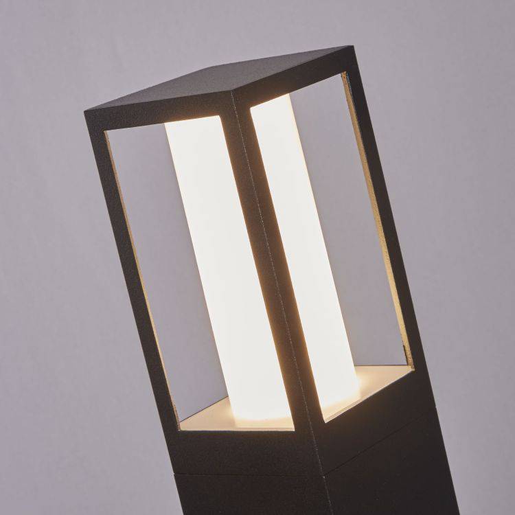 Avenue Outdoor Post - Black Metal & Matt White Polycarbonate 450mm - Comet Lighting