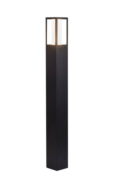 Avenue Outdoor Post - Black Metal & Matt White Polycarbonate 730mm - Comet Lighting