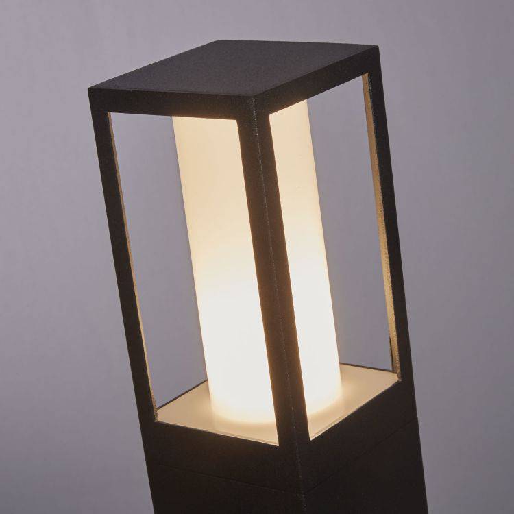 Avenue Outdoor Post - Black Metal & Matt White Polycarbonate 730mm - Comet Lighting