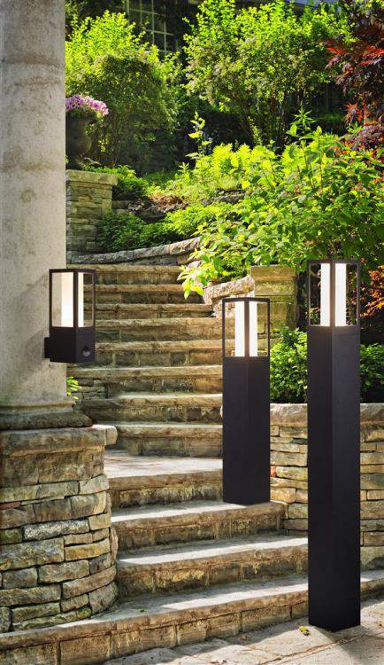 Avenue Outdoor Post - Black Metal & Matt White Polycarbonate 730mm - Comet Lighting