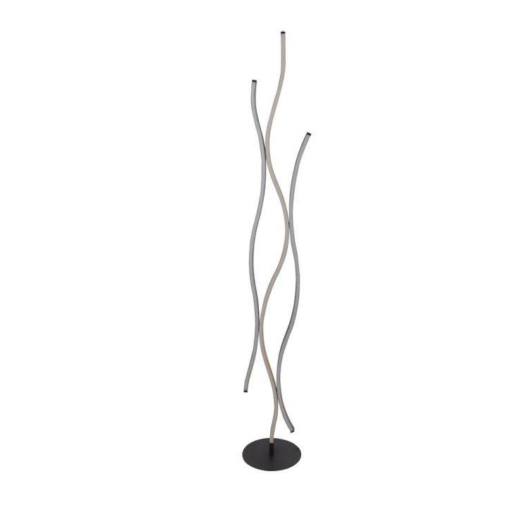 Bloom Swirl LED Floor Lamp - Black Metal & Wood Effect - Comet Lighting