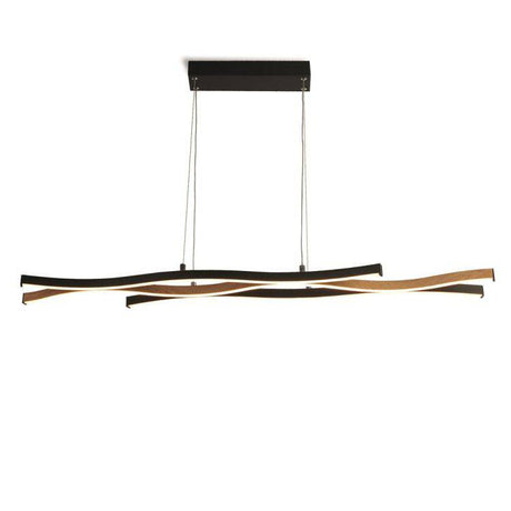 Bloom Swirl LED Pendant - Black Metal & Wood Effect - Comet Lighting