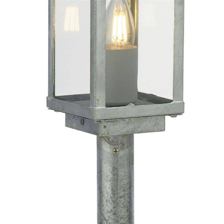 Box II 500mm Outdoor Post - Silver & Clear Glass| IP44 - Comet Lighting