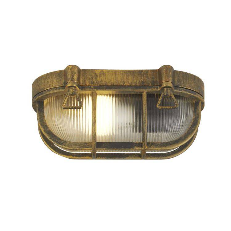 Bulkhead Outdoor Light Oval - Black Gold Aluminium| IP44 - Comet Lighting