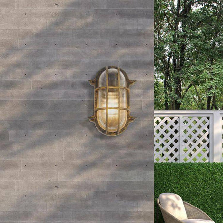 Bulkhead Outdoor Light Oval - Black Gold Aluminium| IP44 - Comet Lighting