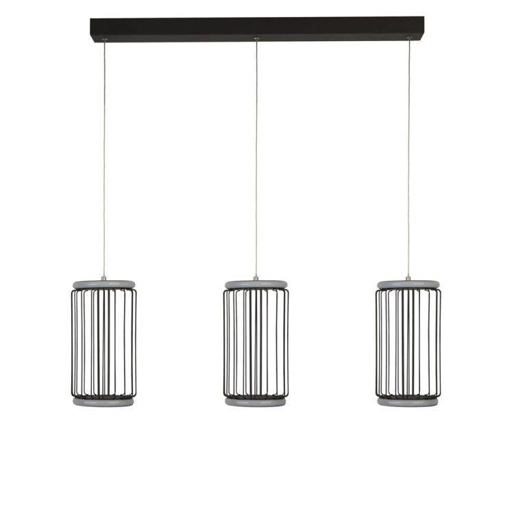 Circolo 3Lt Cage LED Bar Pendant - Black Metal - Comet Lighting