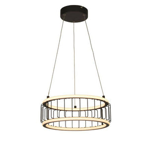 Circolo Cage LED Drum Pendant 38cm - Black Metal - Comet Lighting