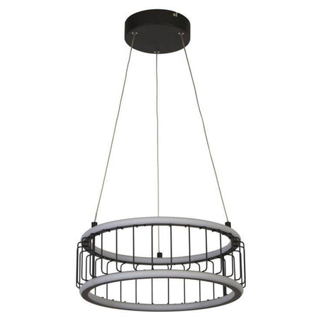 Circolo Cage LED Drum Pendant 38cm - Black Metal - Comet Lighting