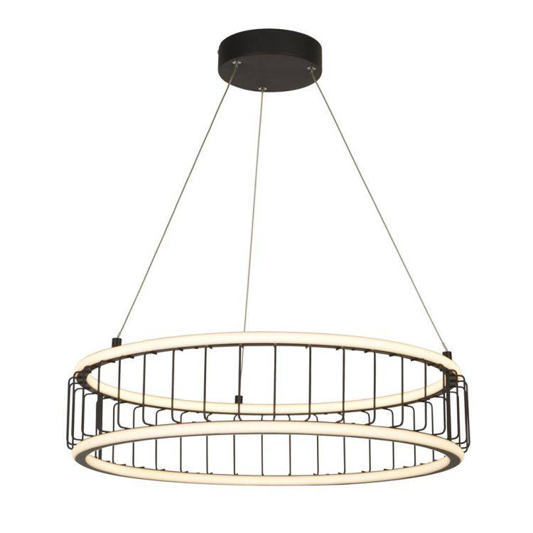 Circolo Cage LED Drum Pendant 57cm - Black Metal - Comet Lighting