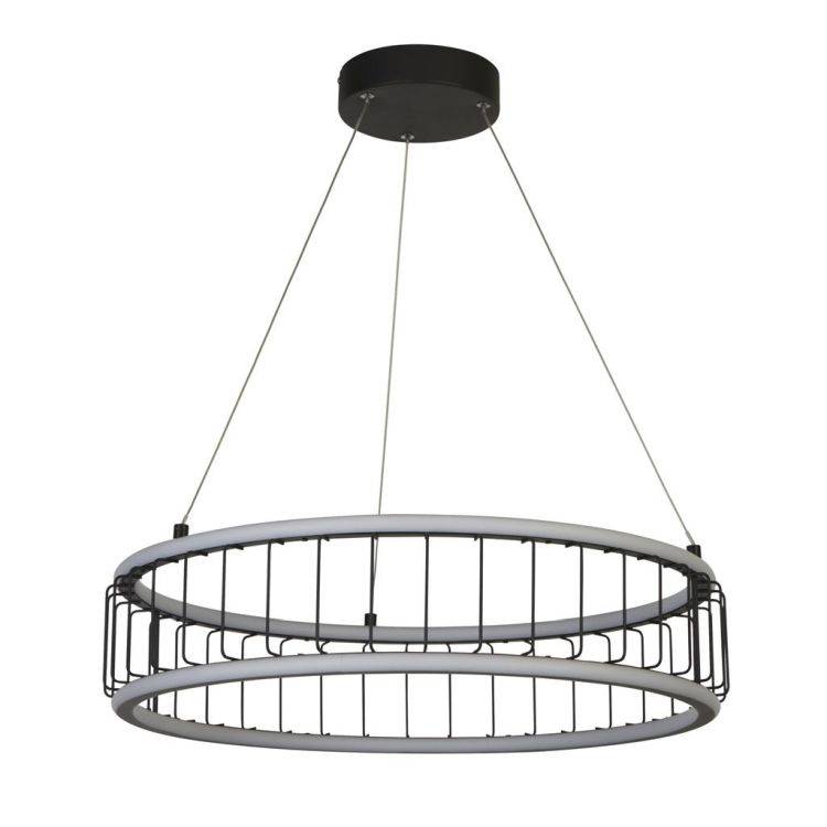 Circolo Cage LED Drum Pendant 57cm - Black Metal - Comet Lighting